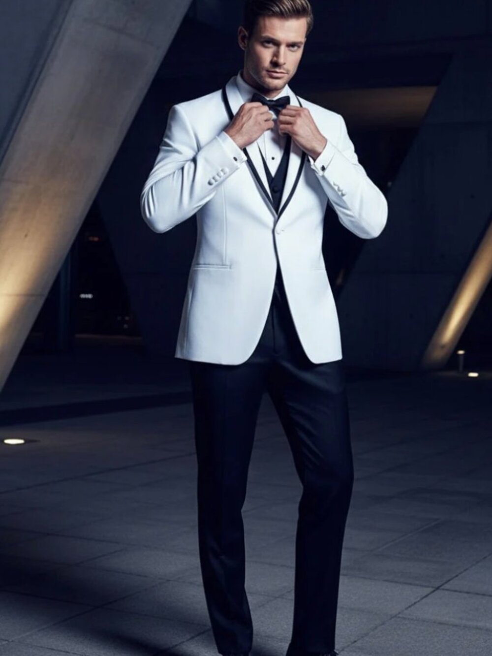 White Shawl with Black Trim Tuxedo Dinner Jacket Slim Fit